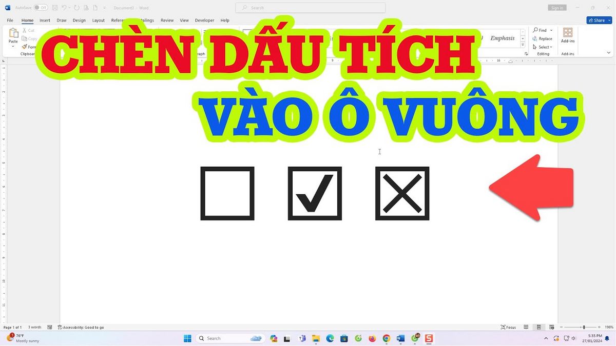 Huong dan cach danh dau tich vao o vuong trong Word chi tiet nhat