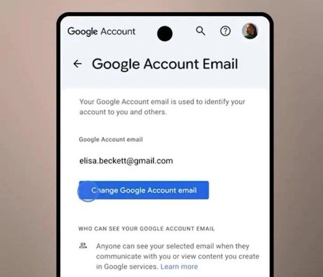 Các bước chọn mục quản lý tài khoản trong ứng dụng Gmail